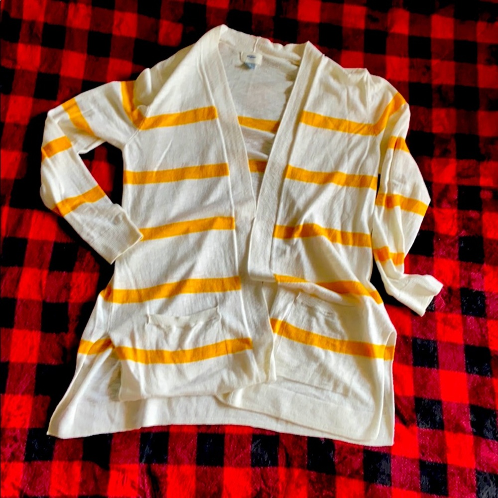 Old navy large yellow and white cardigan